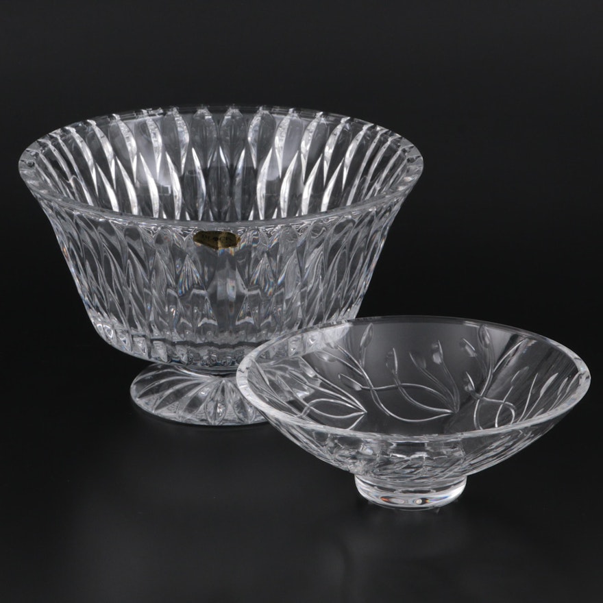 Block "Chalet" Footed Crystal Bowl with Other Crystal Bowl