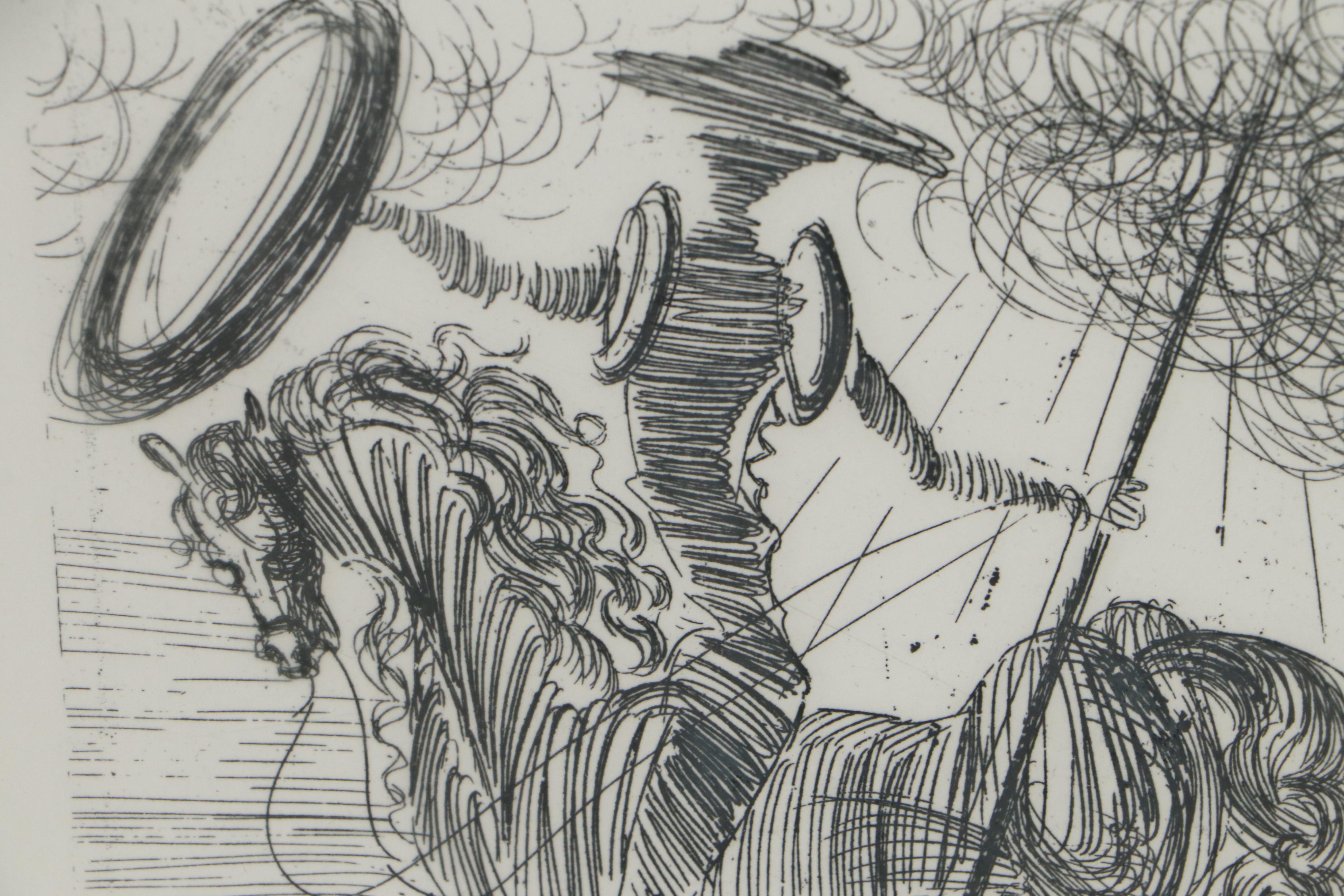 Salvador Dalí Second Edition Restrike Etching "Don Quixote"
