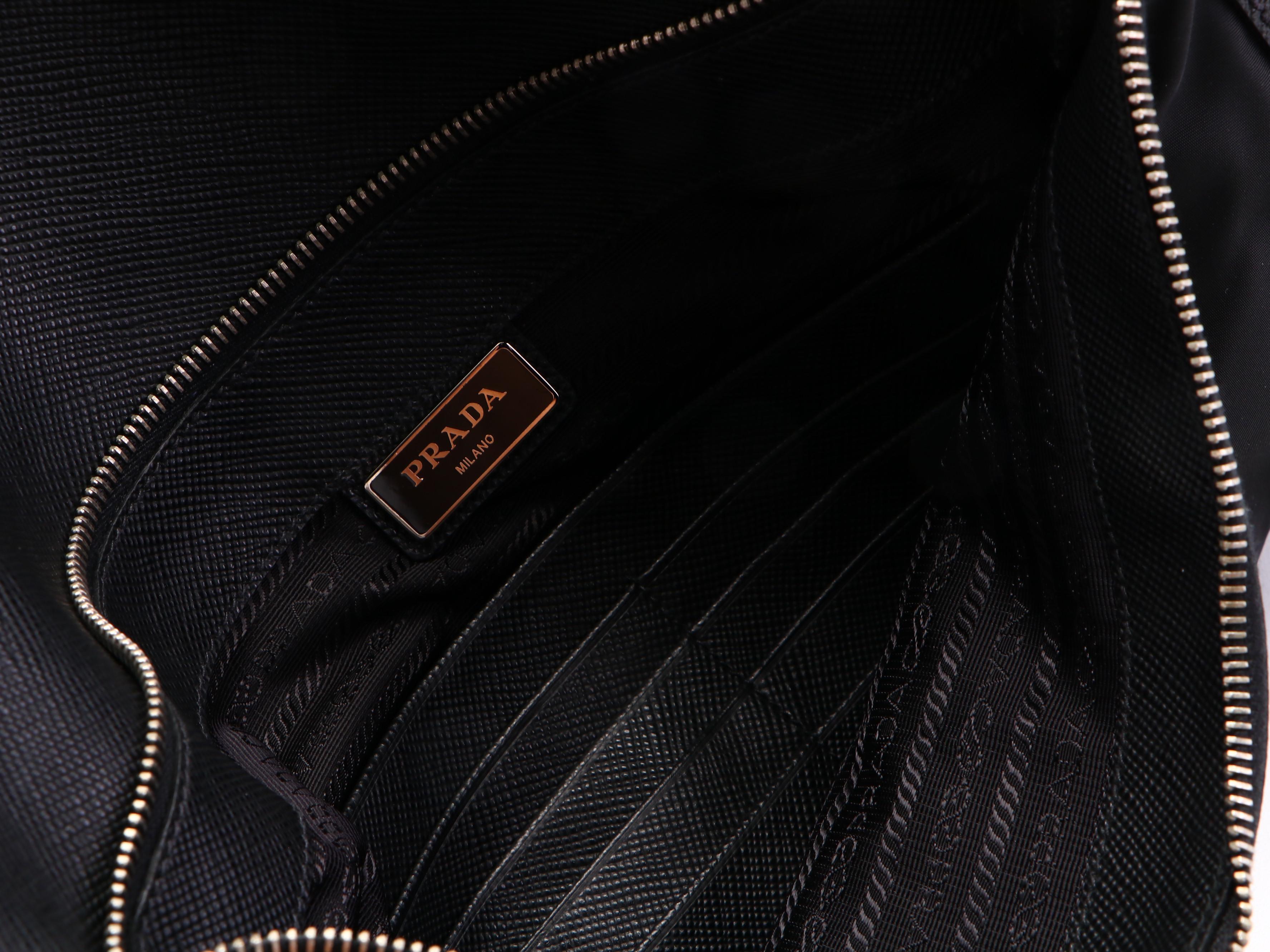 Prada Portfolio with Push Lock in Black Tessuto Nylon and Saffiano Leather