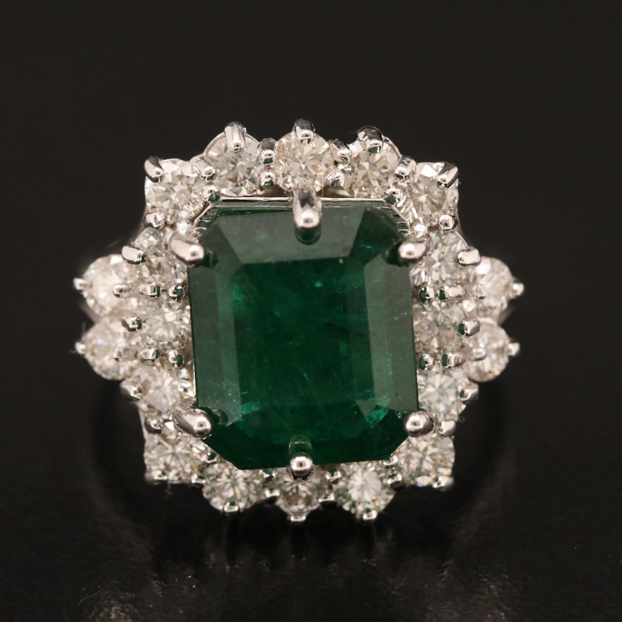 14K 4.95 CT Emerald and 1.50 CTW Diamond Ring