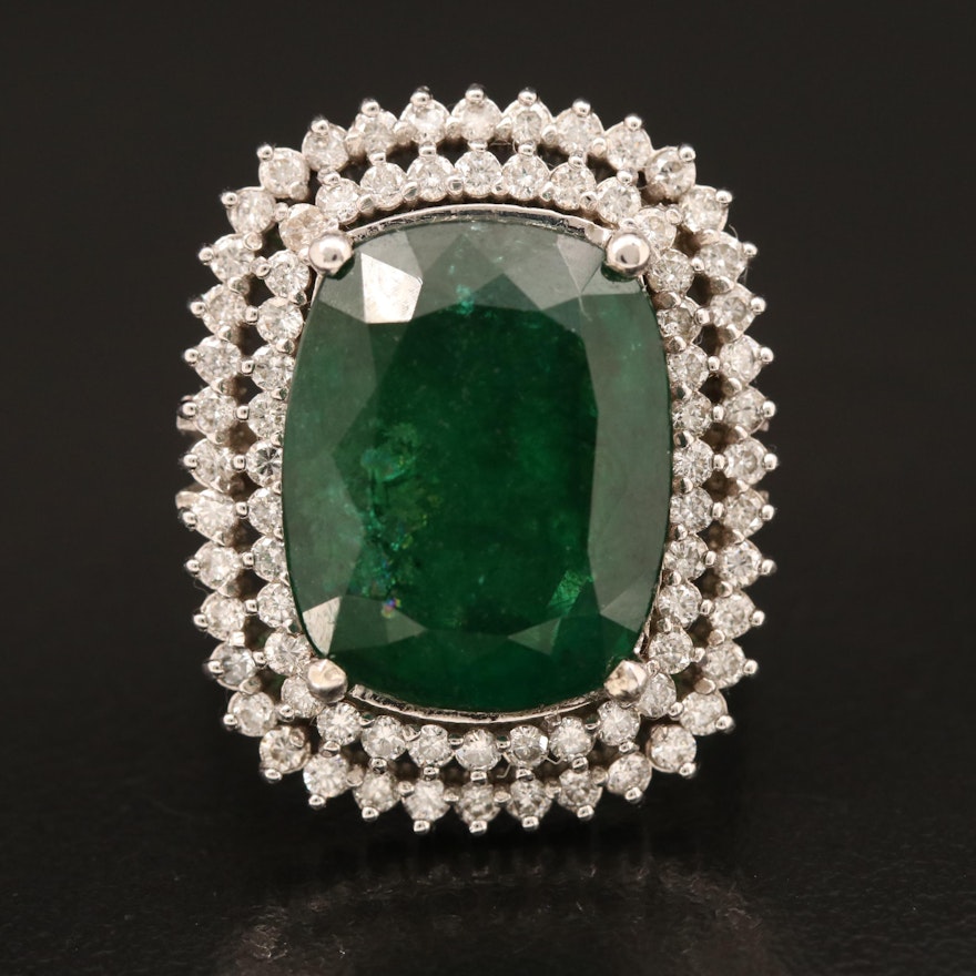 14K 10.20 CT Emerald and Diamond Ring