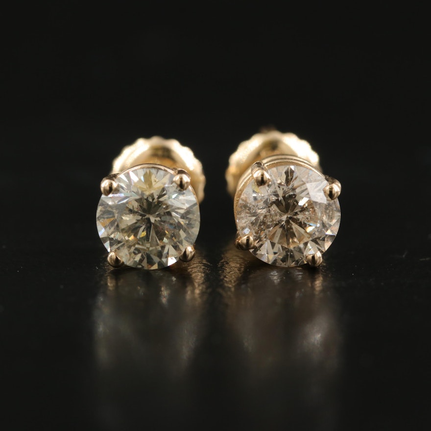 14K 1.40 CTW Diamond Solitaire Earrings