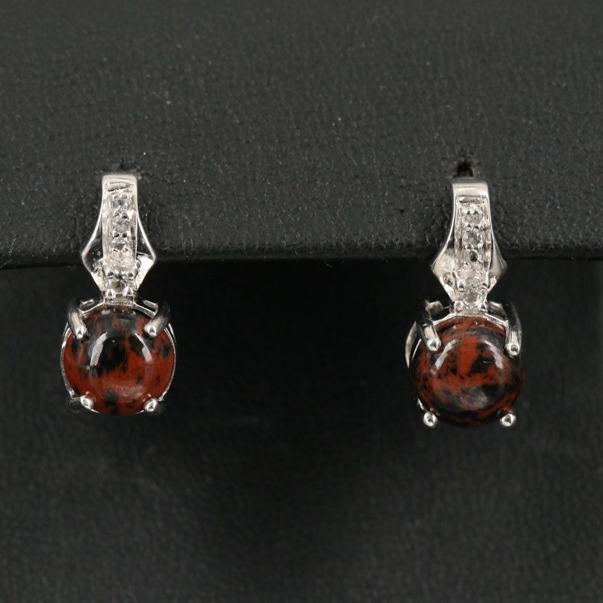 Sterling Mahogany Obsidian and Topaz Earrings