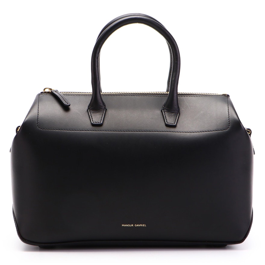 Mansur Gavriel Small Travel Bag in Black Leather with Detachable Strap