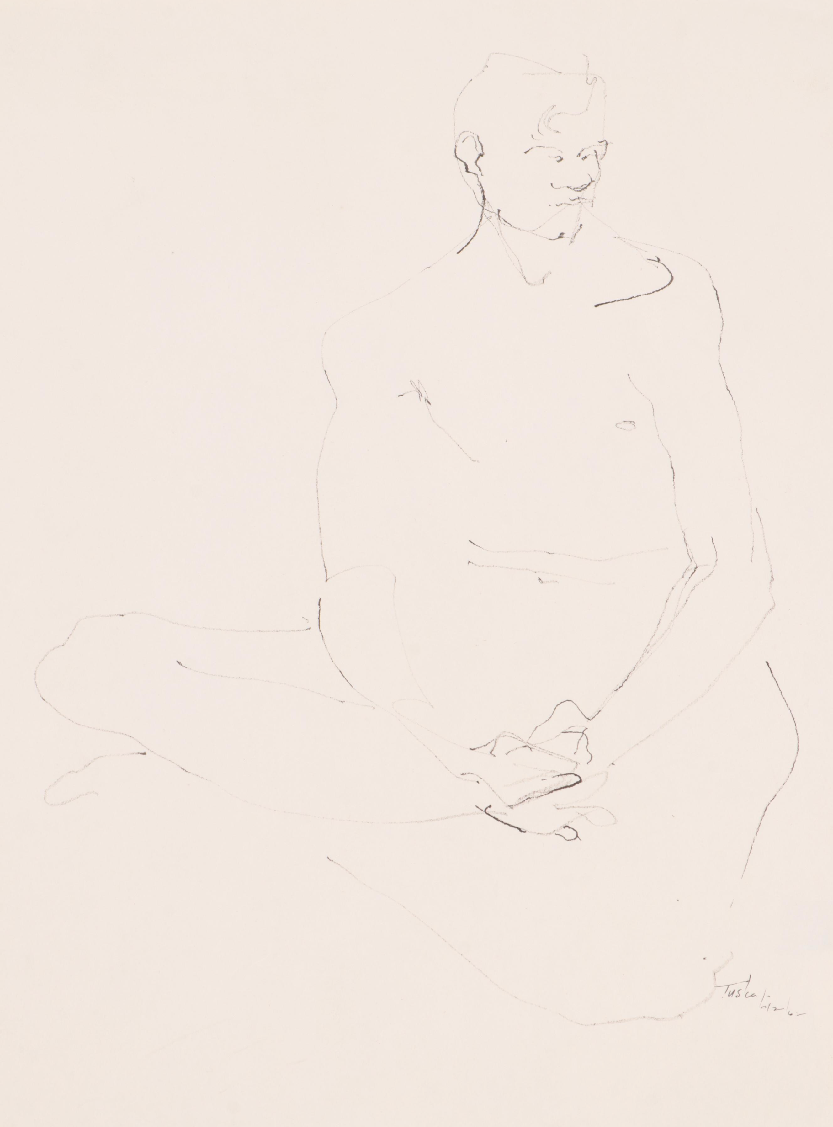 John Tuska Figural Nude Ink Drawings, Late 20th Century