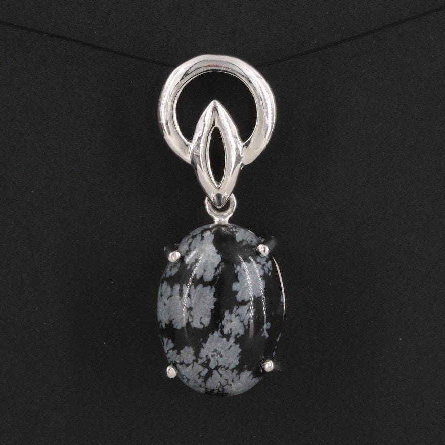 Sterling Silver Snowflake Obsidian Pendant