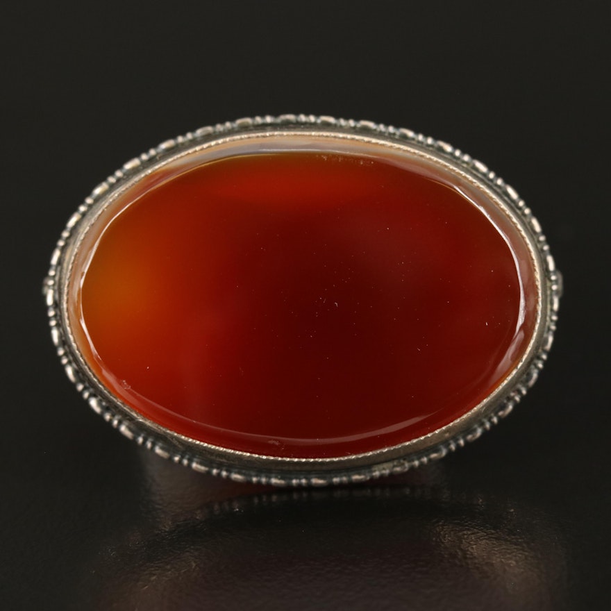 Sterling Carnelian Brooch