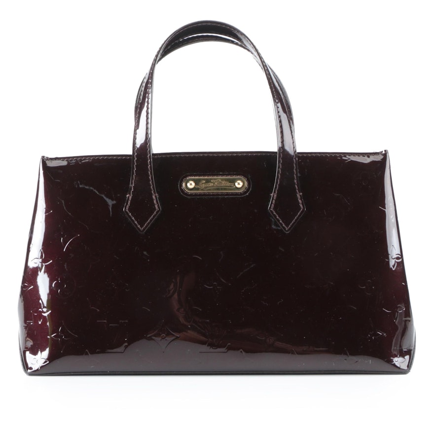 Louis Vuitton Wilshire PM Handbag in Amarante Monogram Vernis