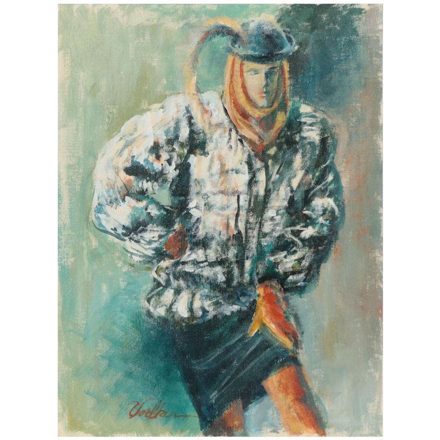 Margaret Voelker-Ferrier Figural Oil Painting, Mid to Late 20th Century