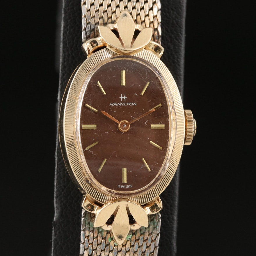 14K Hamilton Stem Wind Wristwatch with Gold Filled Bracelet