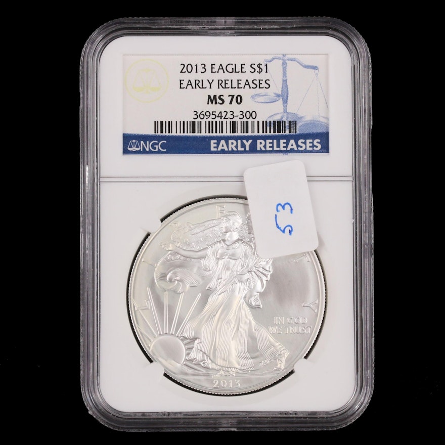 NGC Graded MS70 2013 $1 U.S. Silver Eagle