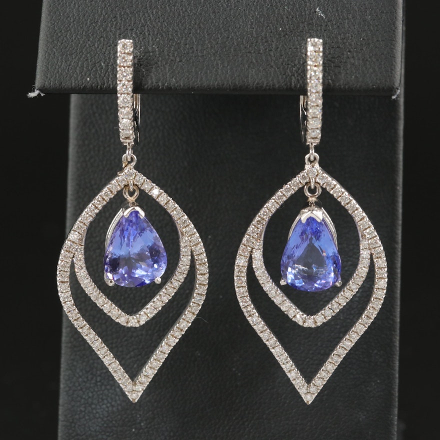 14K Tanzanite and 1.85 CTW Diamond Drop Earrings
