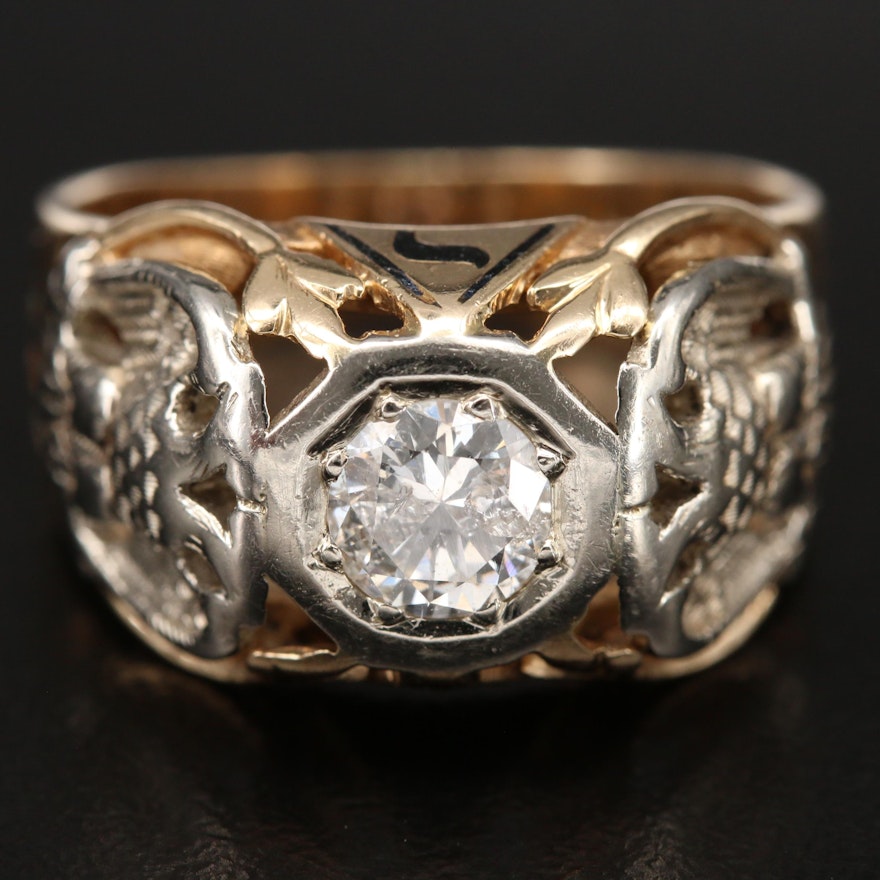 Masonic 14K 0.70 CTW Diamond Scottish Rite 32nd Degree Ring