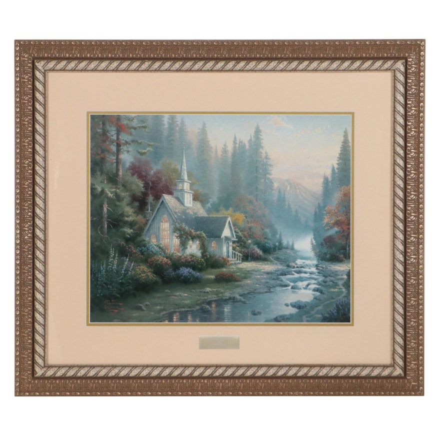 Offset Lithograph After Thomas Kinkade "The Forest Chapel," Late 20th Century