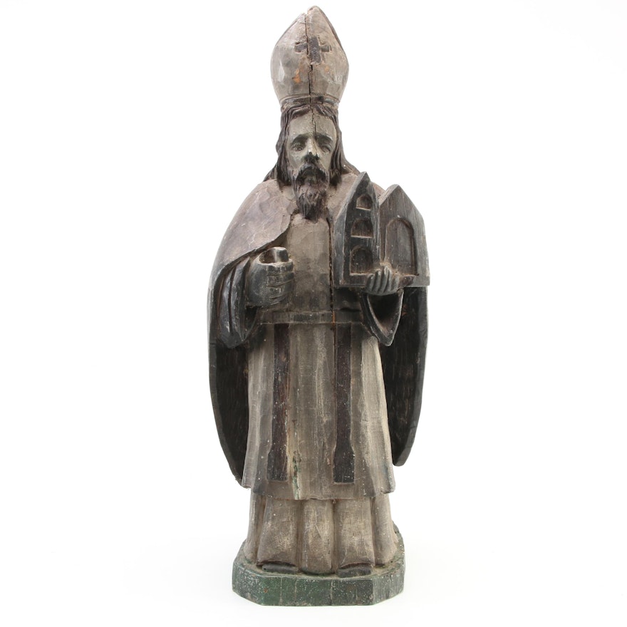 Carved Wood Statuette of Italian Renaissance Style Pope