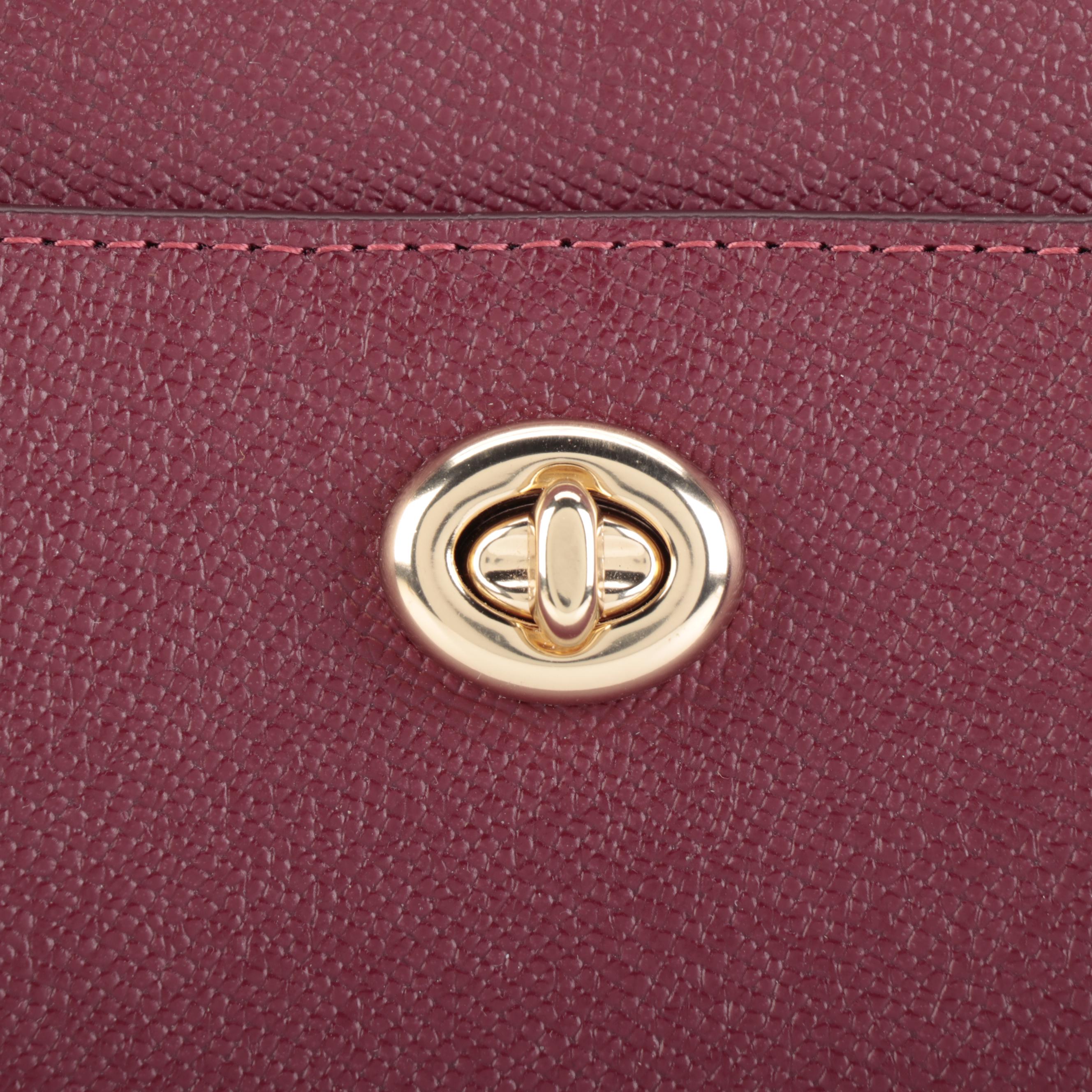 Coach Large Folio Tote Bag in Burgundy Crossgrain Leather