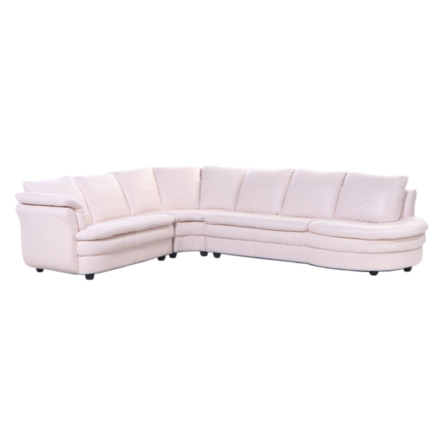 Italian Blush Pink Leather Modular Sofa