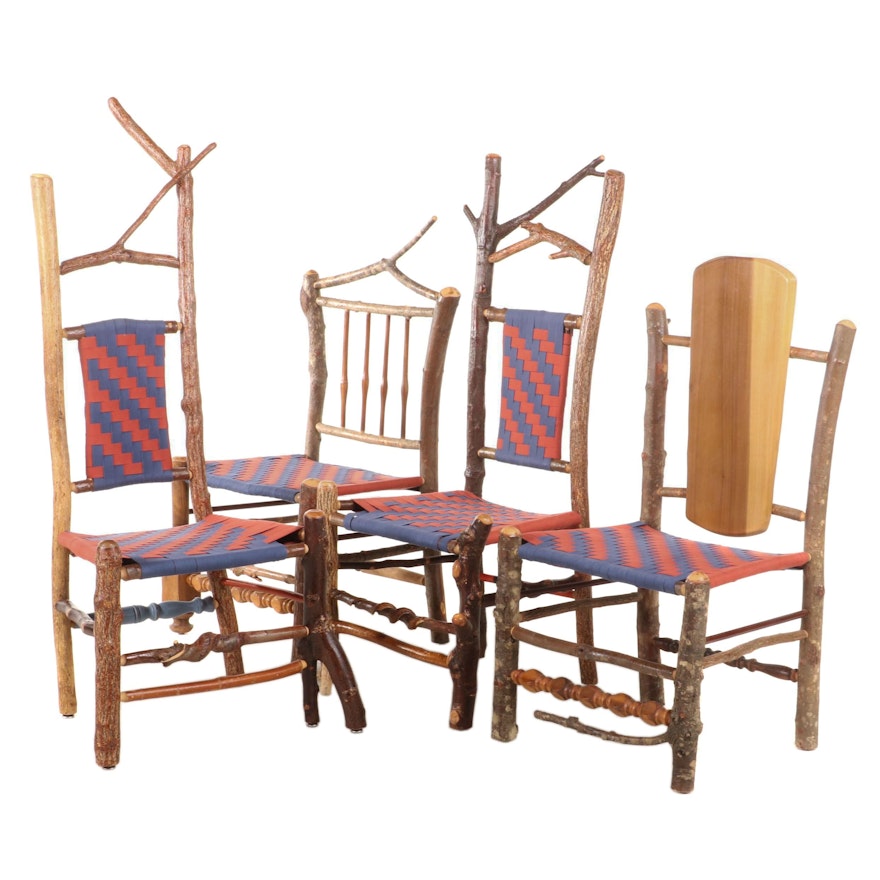Four Adirondack Style Twig and Spindle Side Chairs