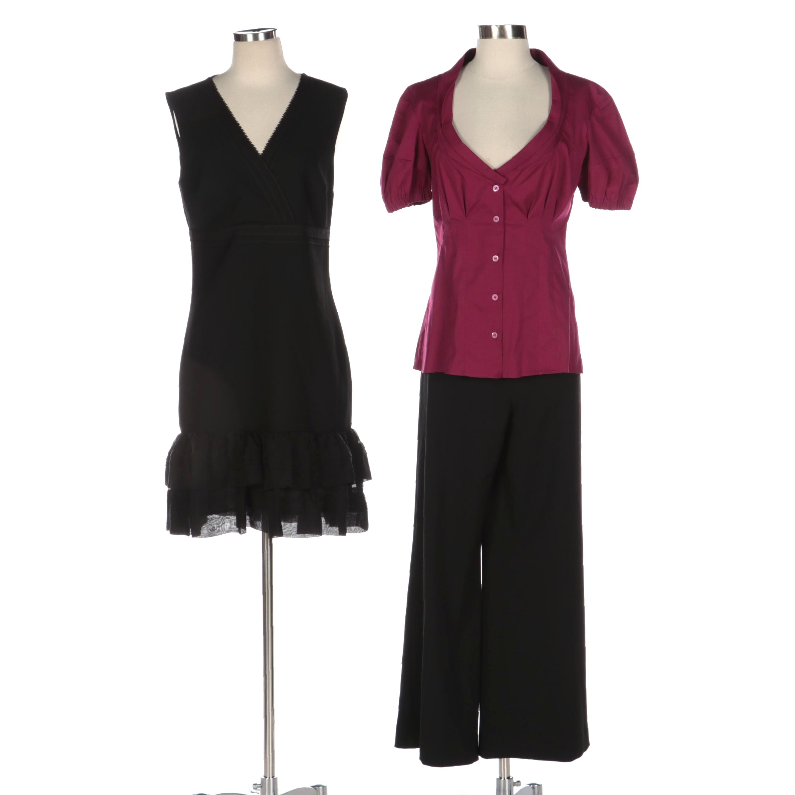 Prada, St. John Caviar, and Diane Von Furstenberg Blouse, Pants, and Dress