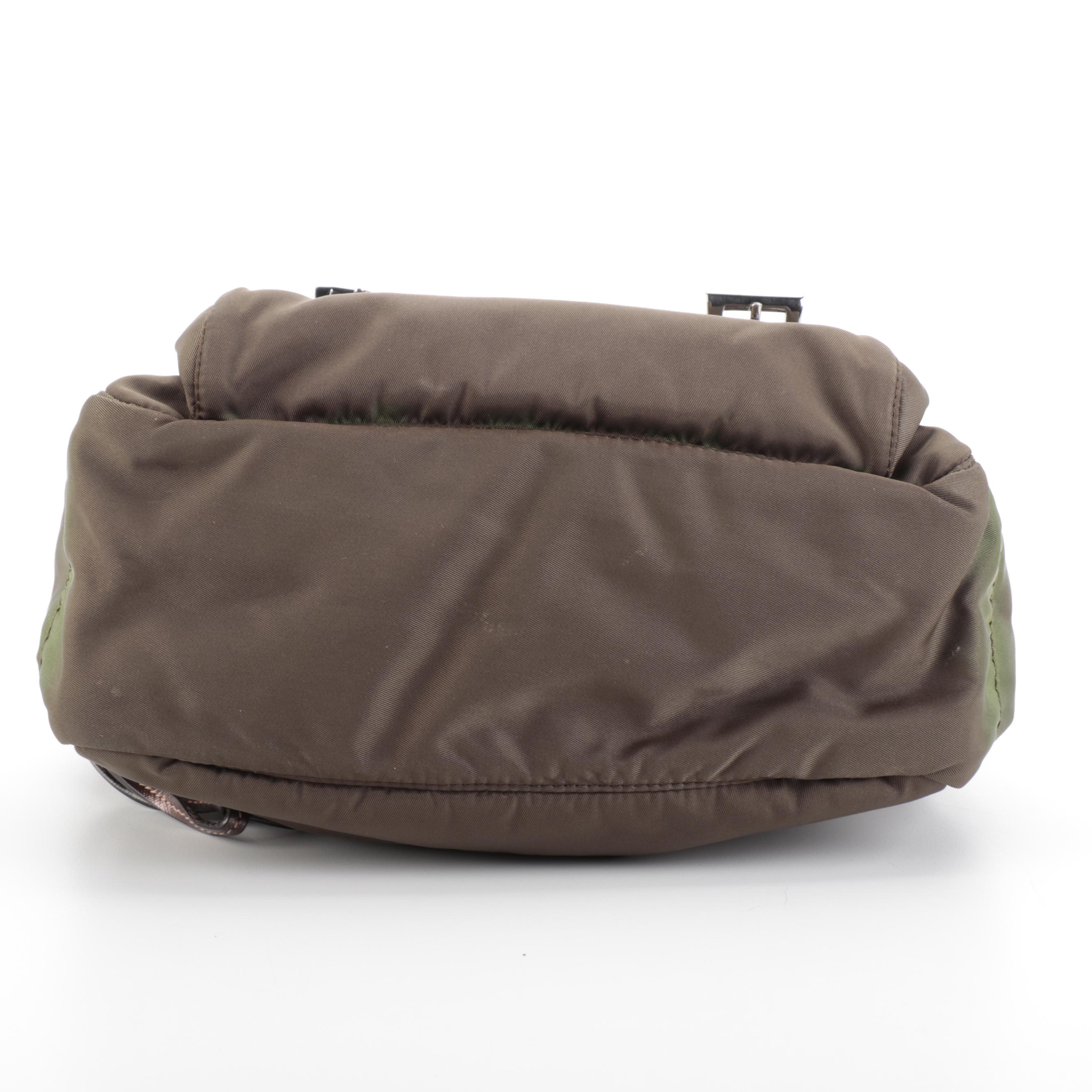 Prada Flap Front Shoulder Bag in Tessuto Nylon and Saffiano Leather