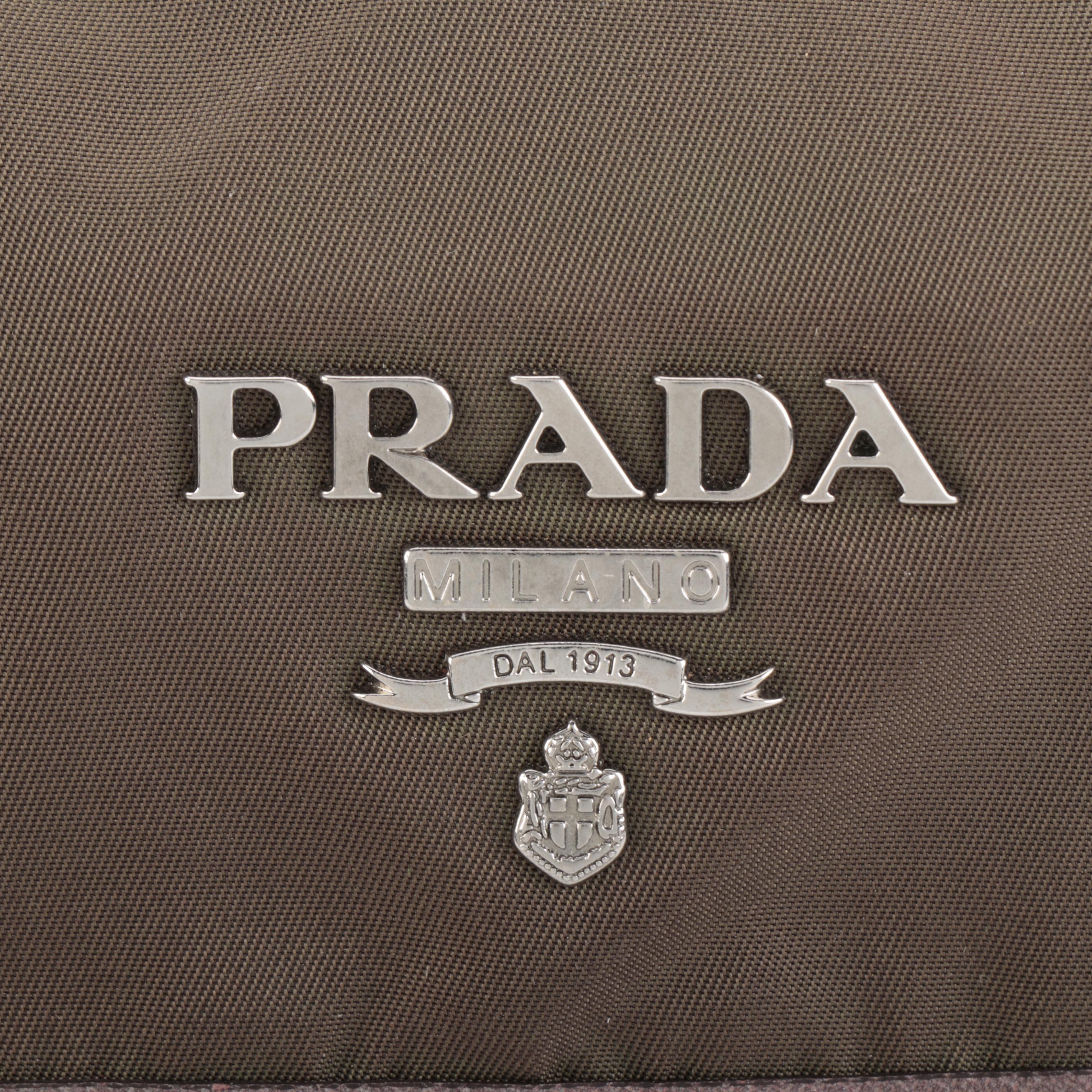Prada Flap Front Shoulder Bag in Tessuto Nylon and Saffiano Leather