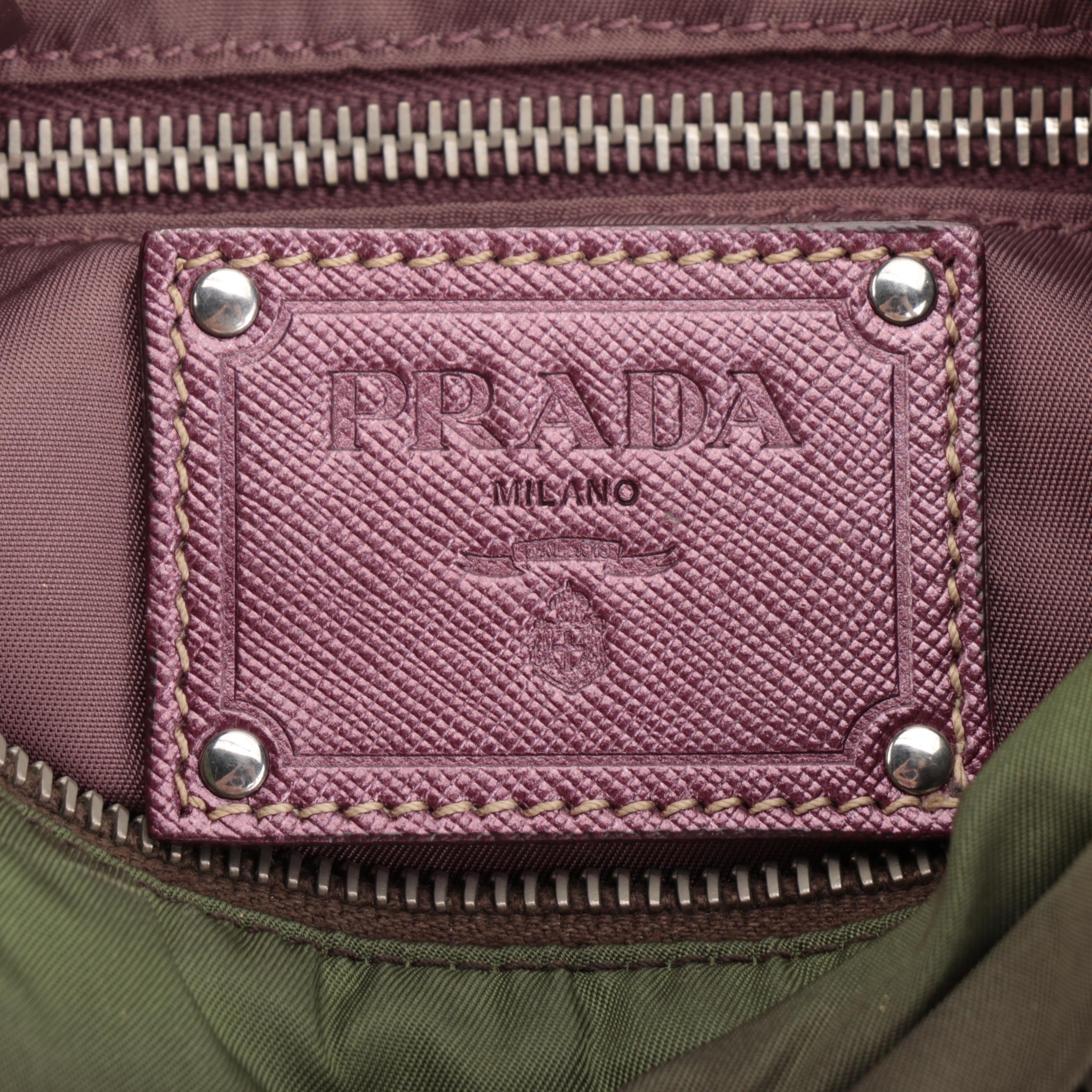 Prada Flap Front Shoulder Bag in Tessuto Nylon and Saffiano Leather
