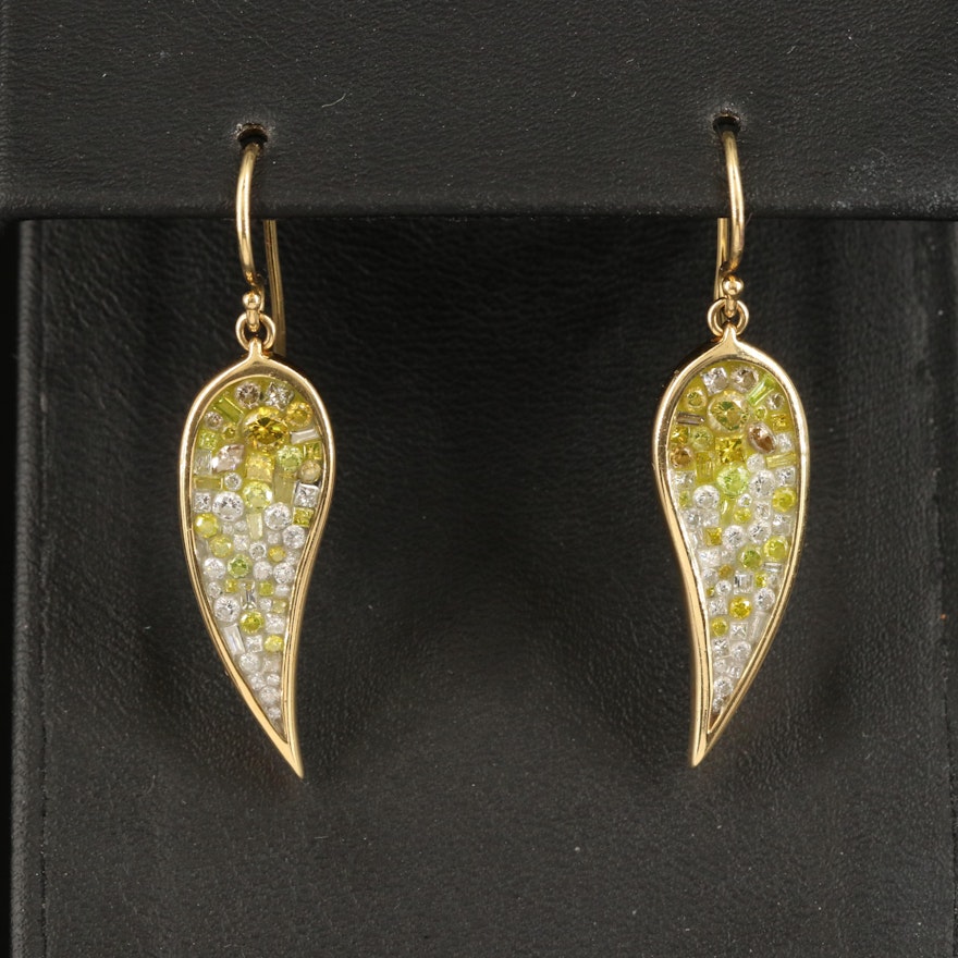 18K 1.58 CTW Diamond Drop Earrings