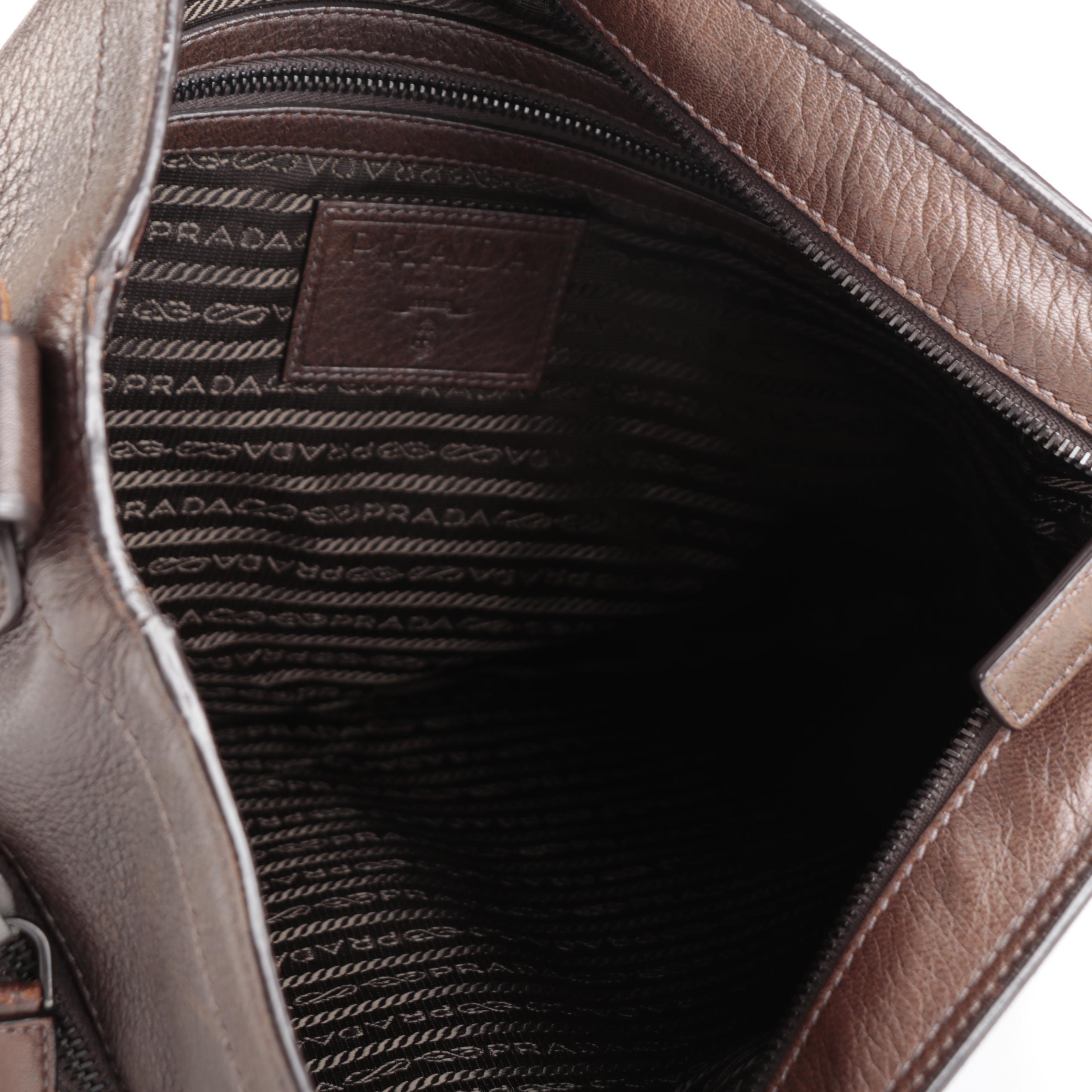 Prada Messenger Bag in Brown Grained Deerskin Leather