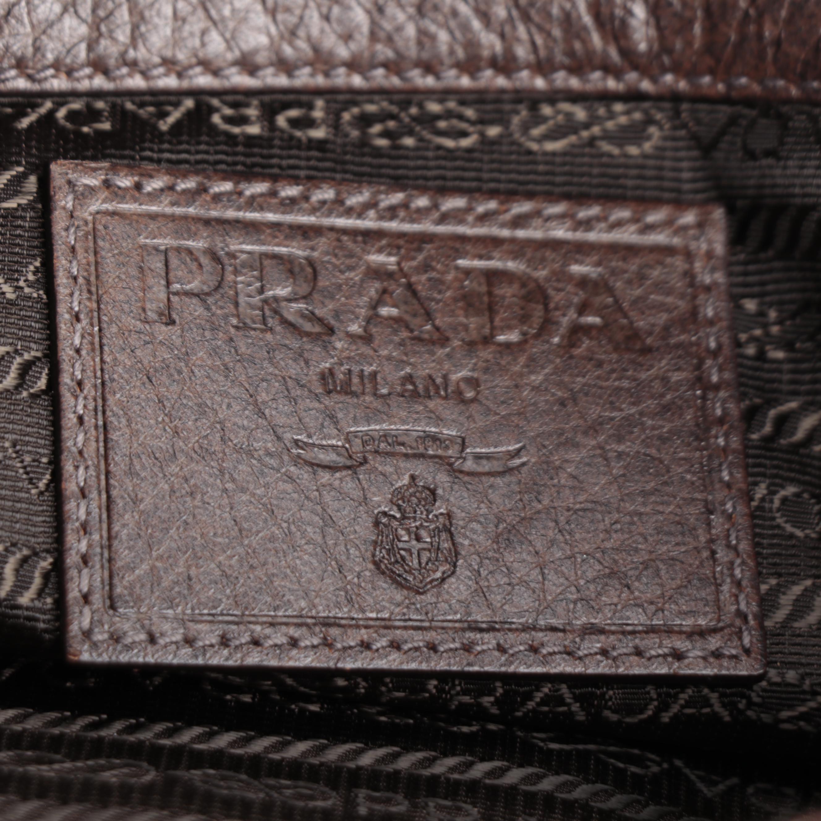 Prada Messenger Bag in Brown Grained Deerskin Leather