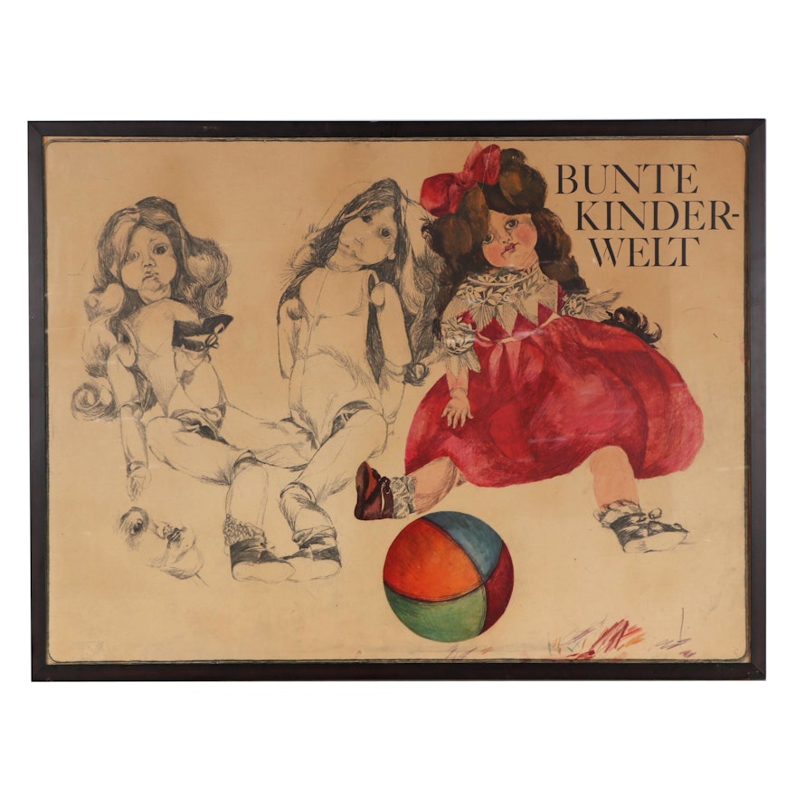Offset Lithograph Poster After Stefan and Marie-Luise Lemke "Bunte Kinderwelt"