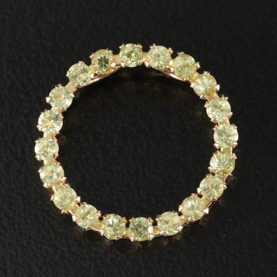 10K Peridot Circle Pendant