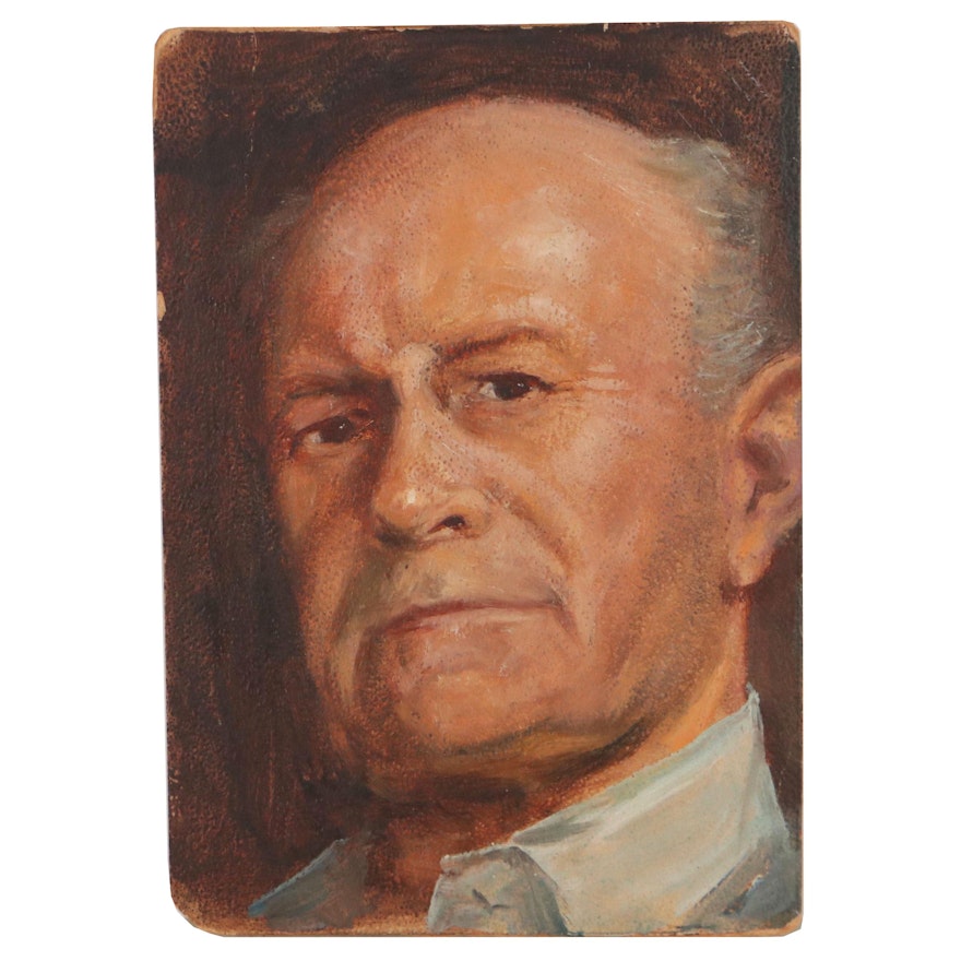 Oil Portrait Study of Man, Mid-20th Century