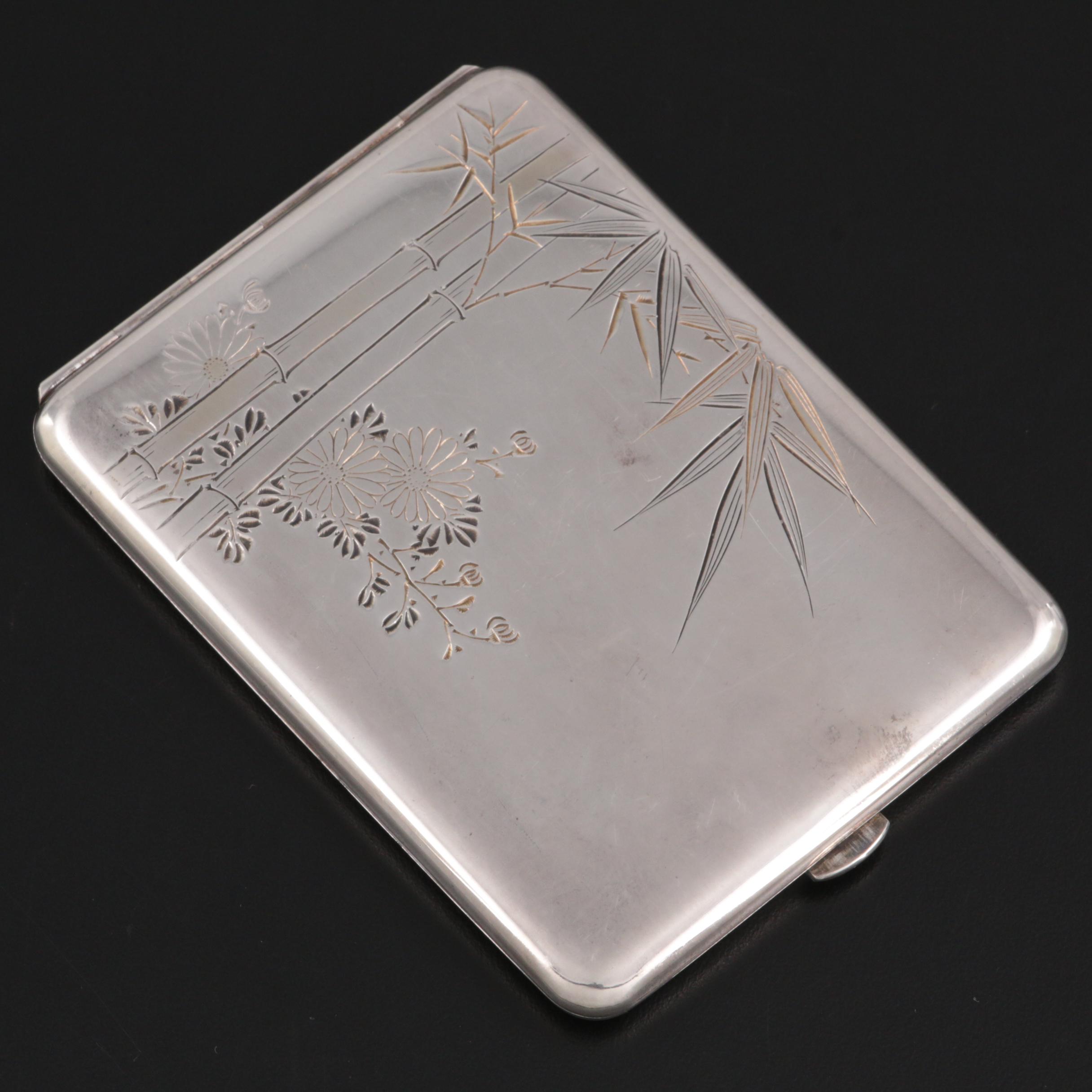 Kichigoro Uyeda Chased 950 Sterling Cigarette Case, Early/Mid 20th Century