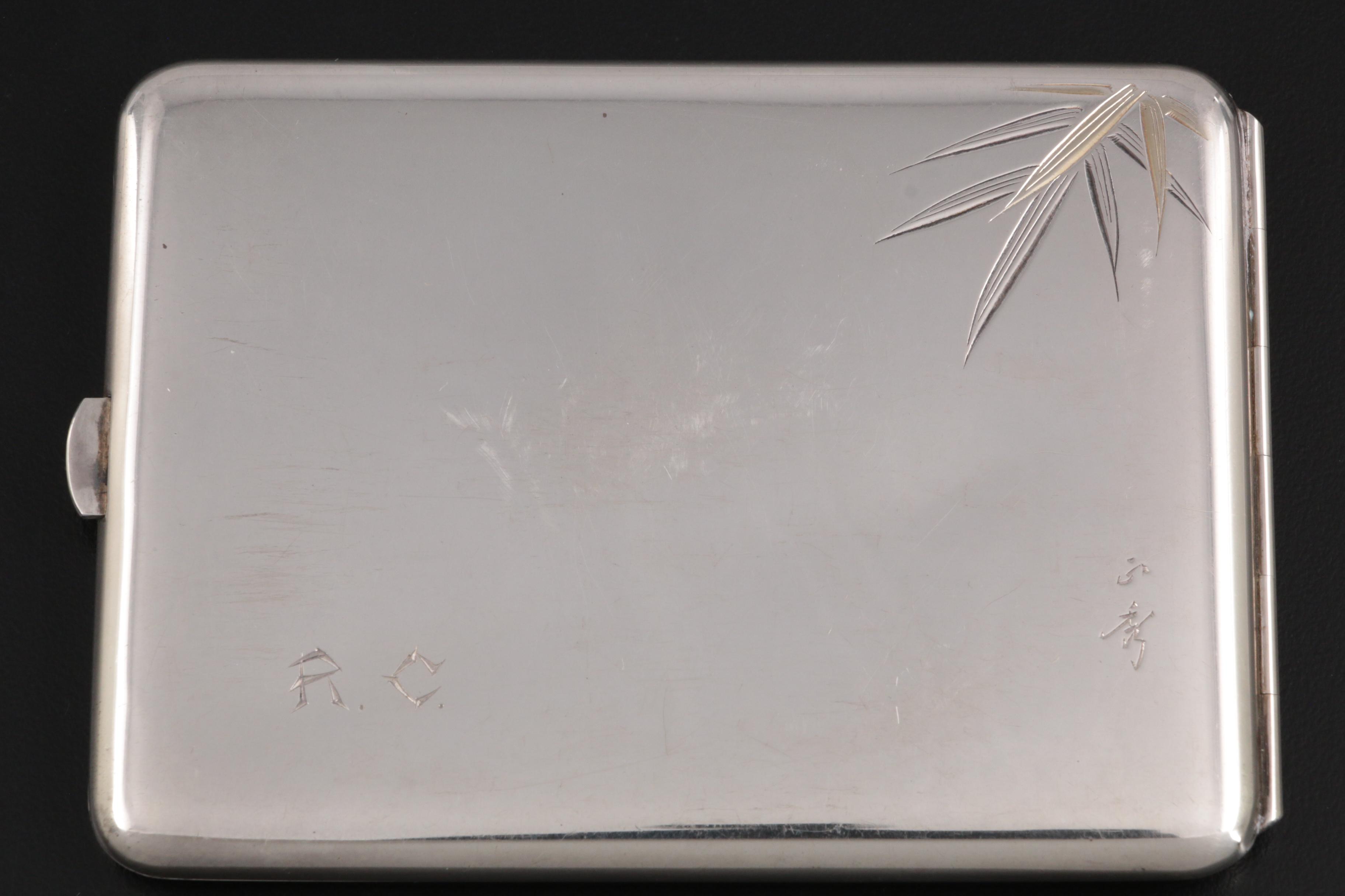 Kichigoro Uyeda Chased 950 Sterling Cigarette Case, Early/Mid 20th Century
