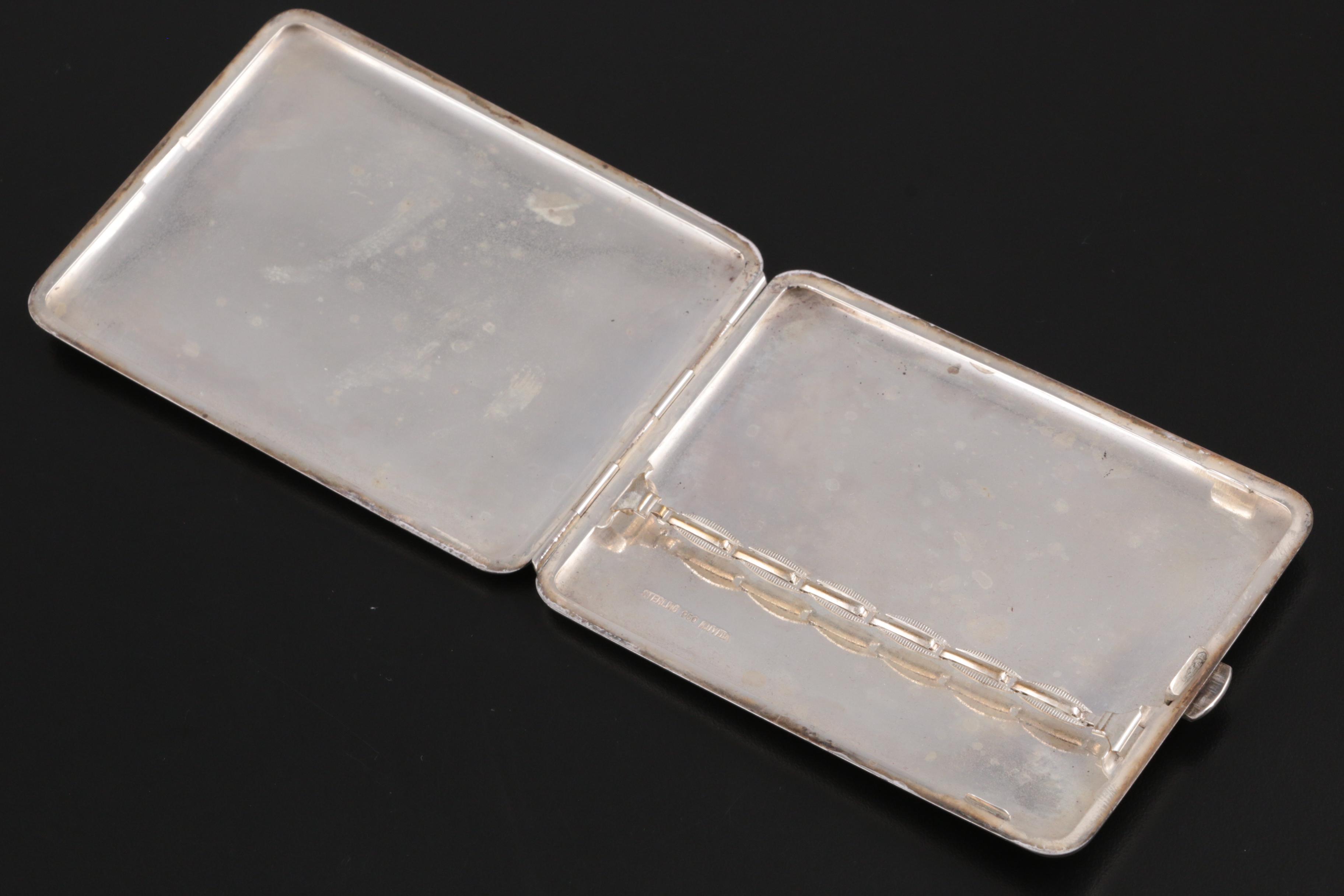 Kichigoro Uyeda Chased 950 Sterling Cigarette Case, Early/Mid 20th Century