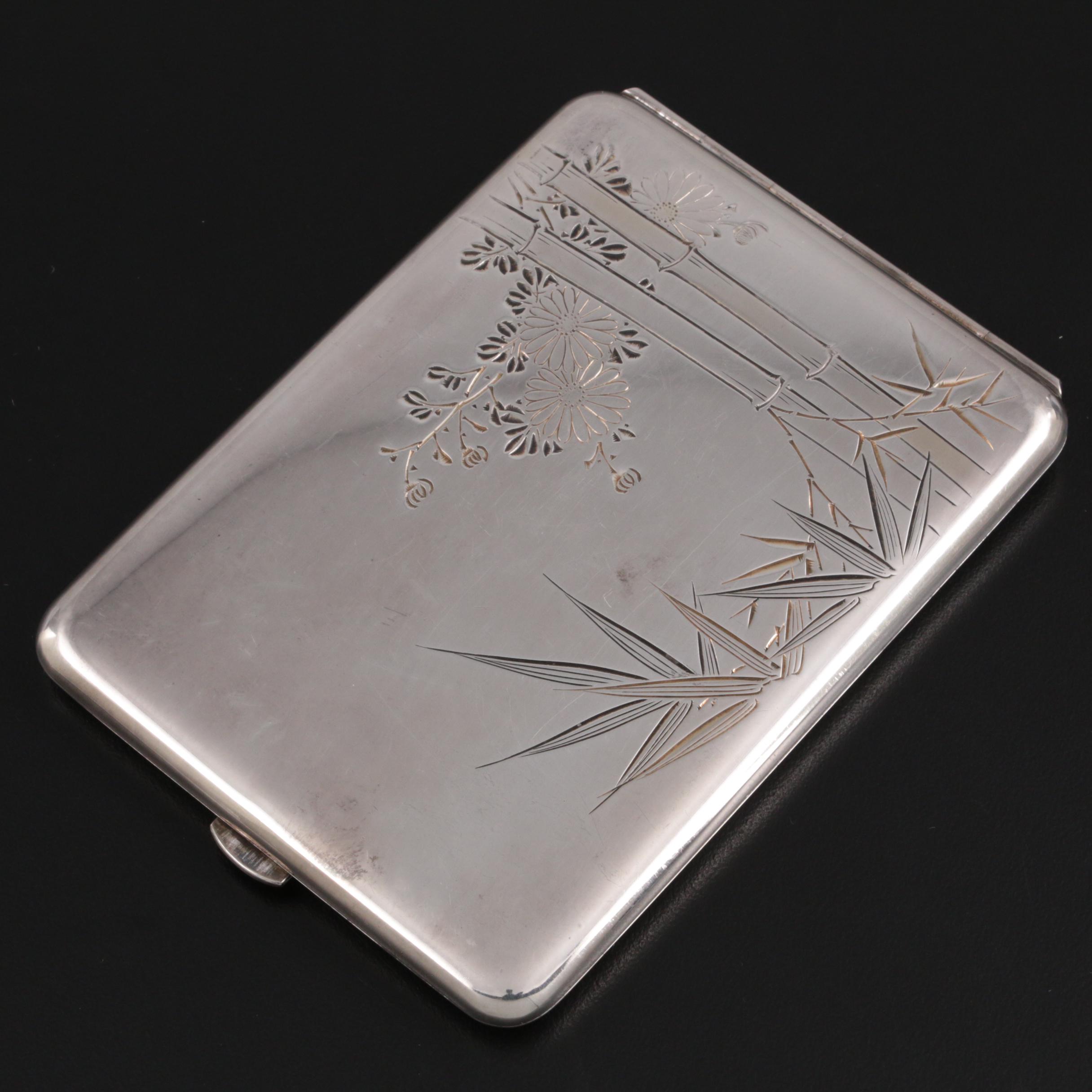 Kichigoro Uyeda Chased 950 Sterling Cigarette Case, Early/Mid 20th Century