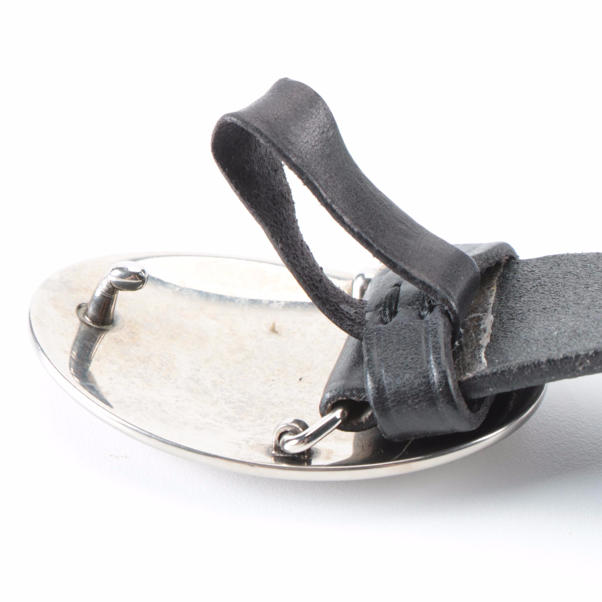 Prada Engraved Logo Buckle Leather Belt