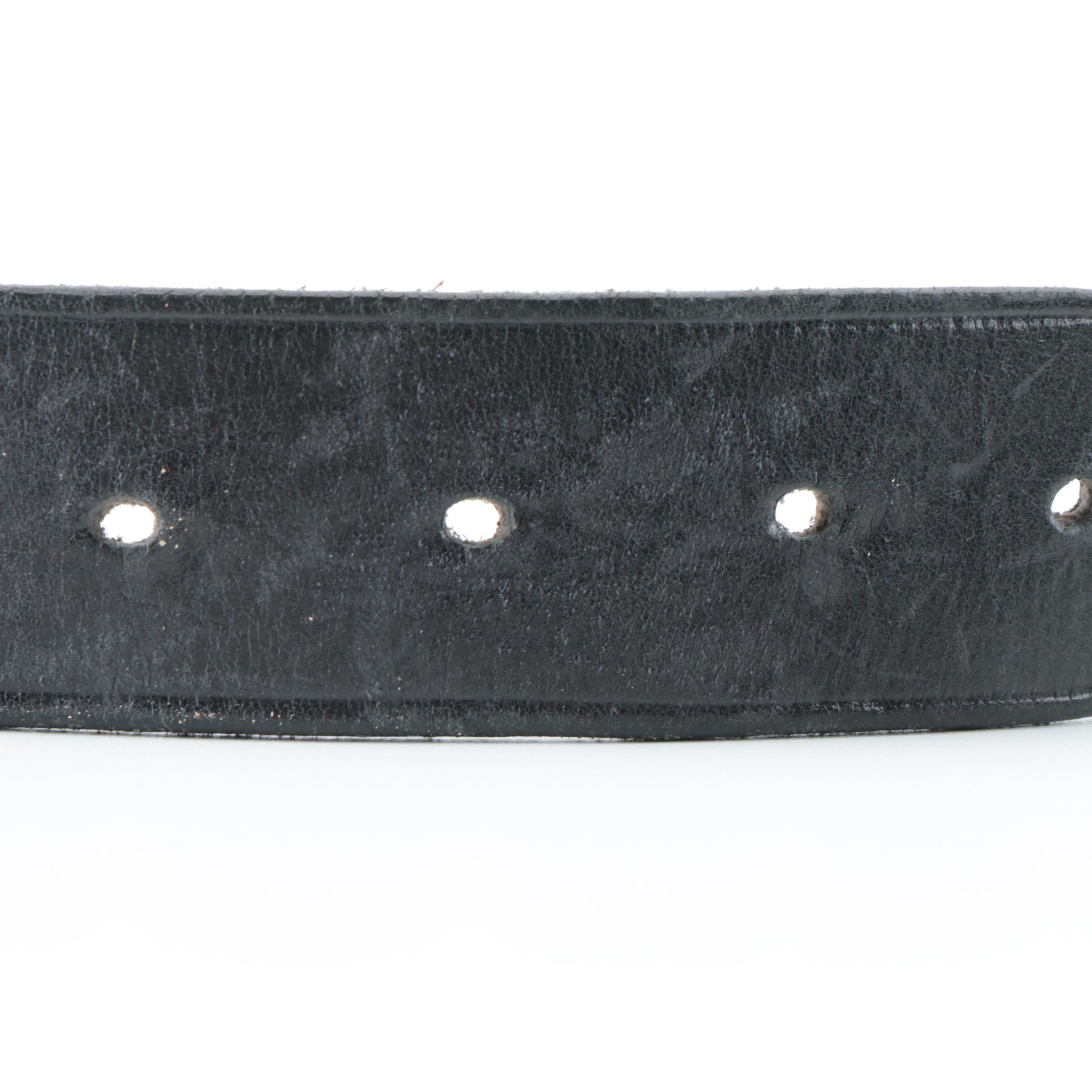 Prada Engraved Logo Buckle Leather Belt