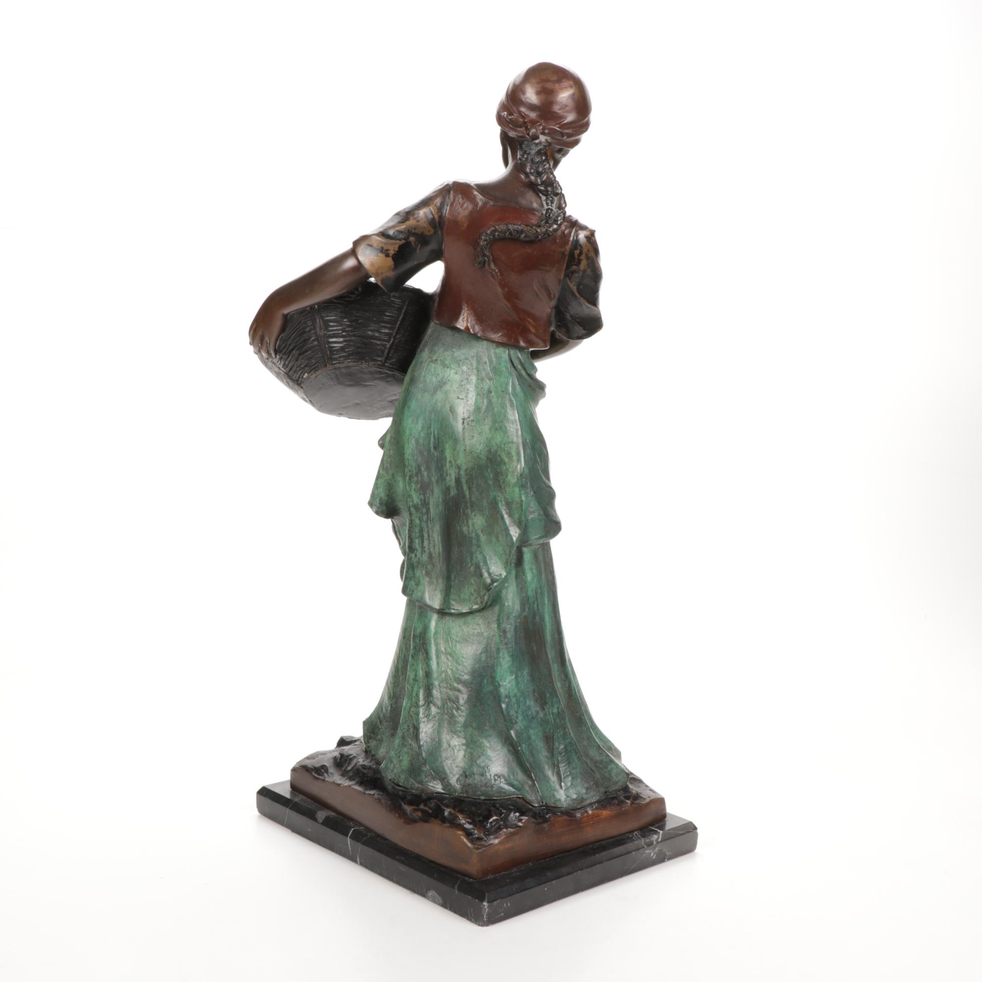 Reproduction Bronze Peasant Farmer Sculpture After Antonin Larroux