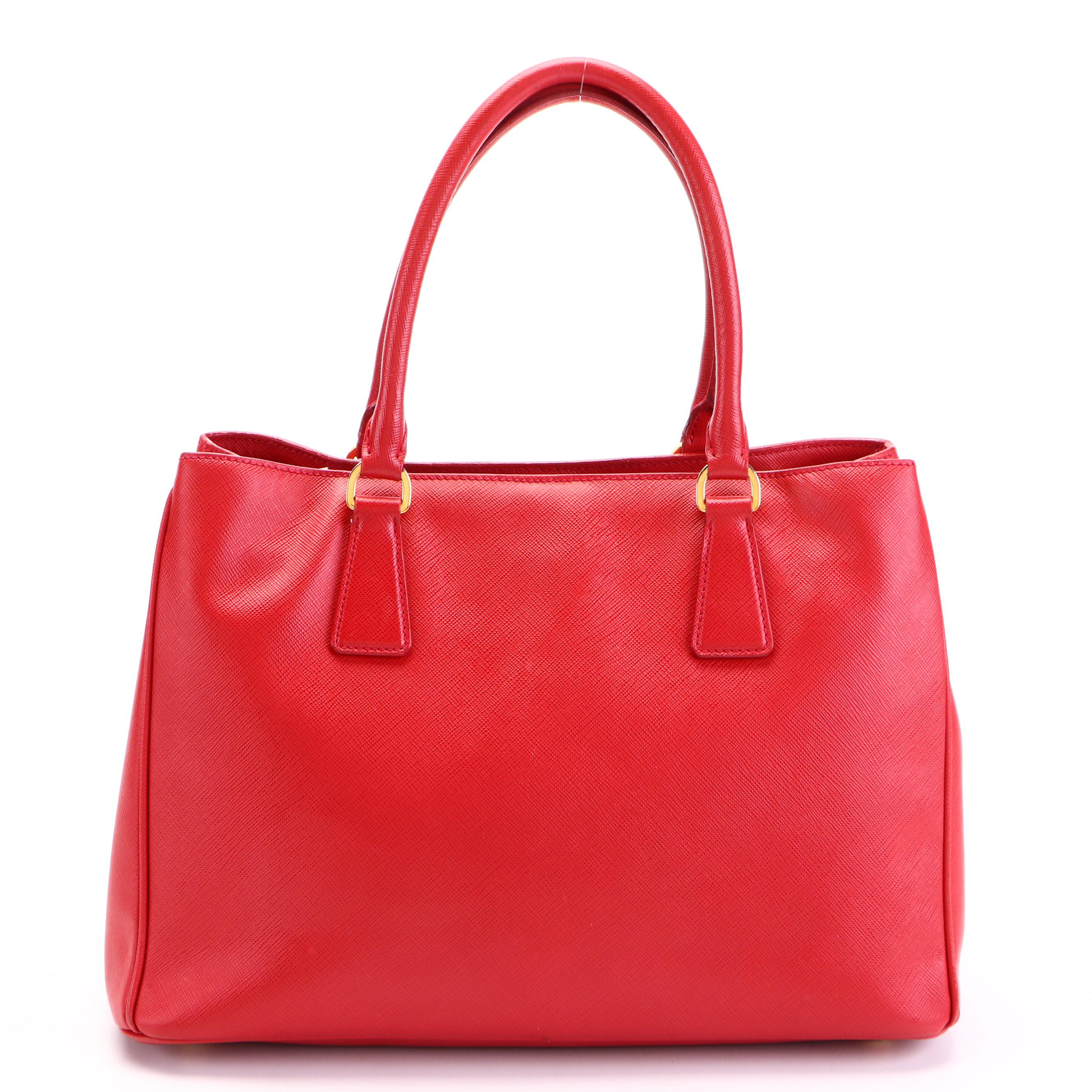 Prada Large Galleria Bag in Fiery Red Saffiano Leather