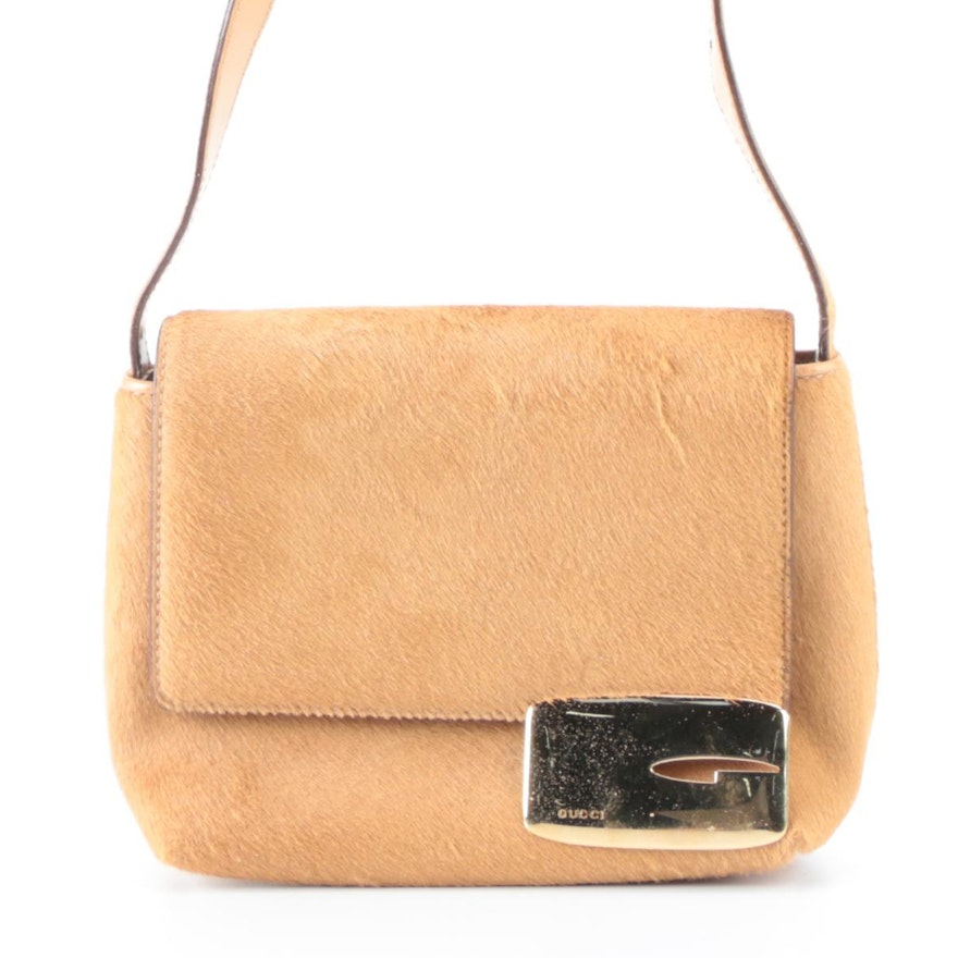 Gucci Pony Hair and Leather Front Flap Shoulder Bag