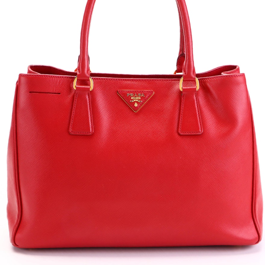 Prada Large Galleria Bag in Fiery Red Saffiano Leather