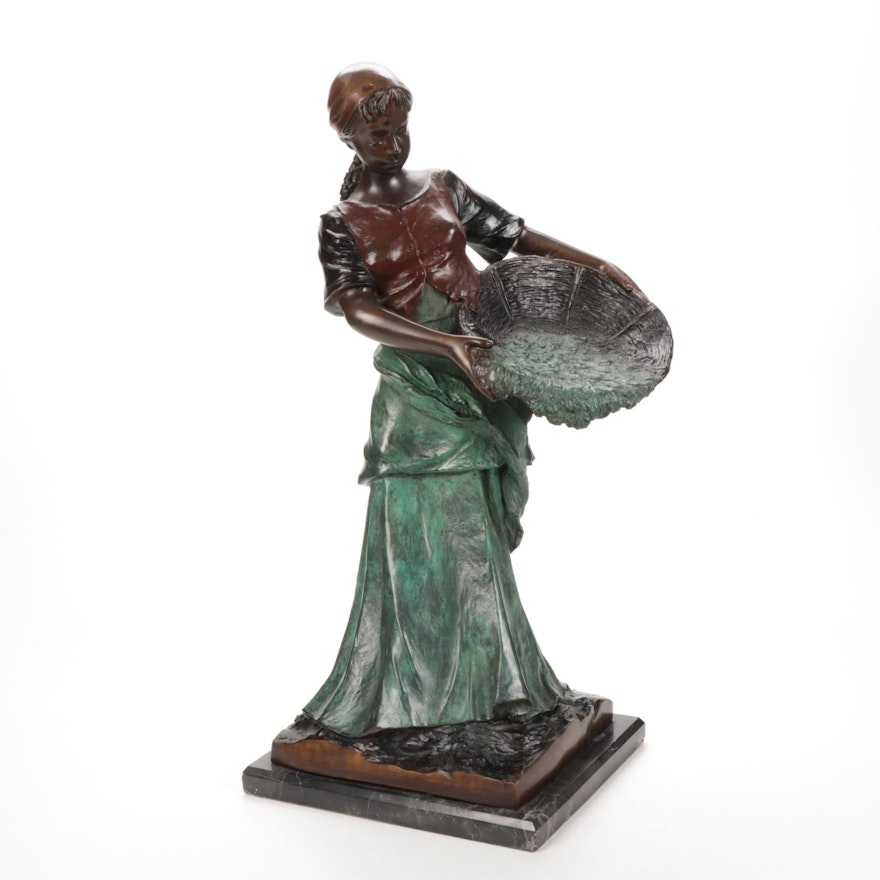 Reproduction Bronze Peasant Farmer Sculpture After Antonin Larroux