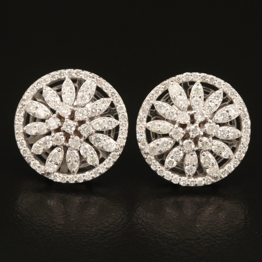 14K 1.39 CTW Diamond Openwork Earrings