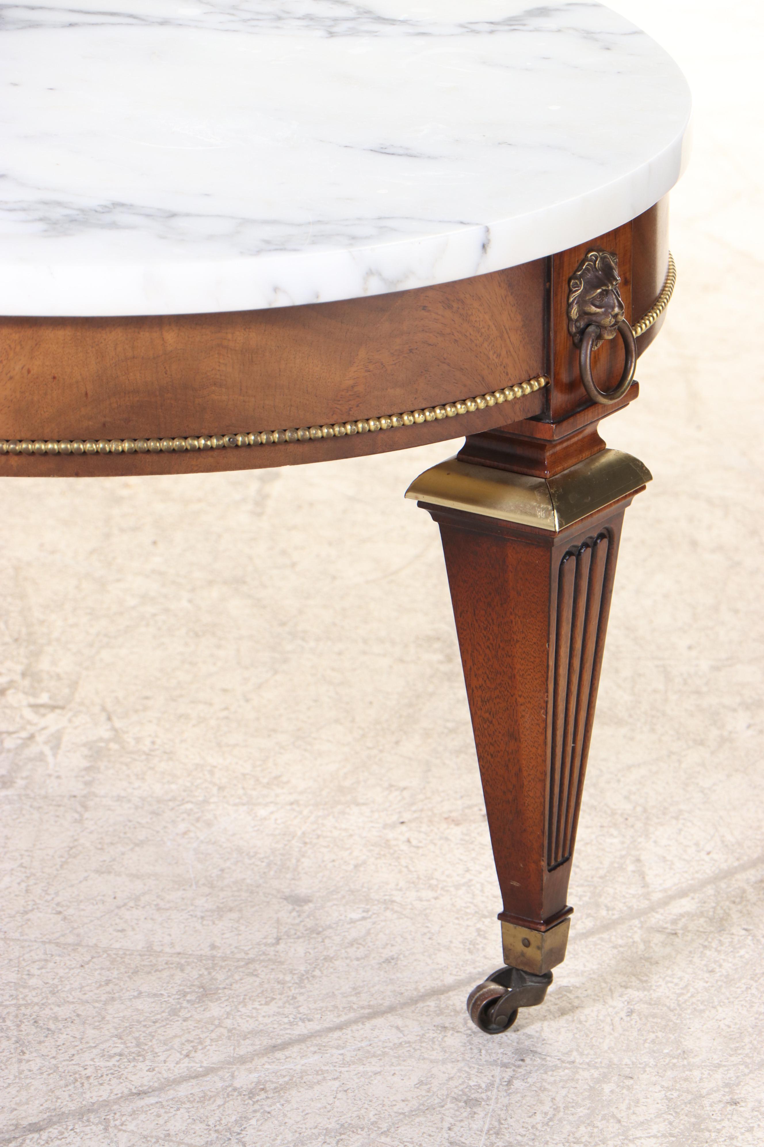 Weiman Louis XVI Style Italian Marble Top Coffee Table, Mid-20th Century