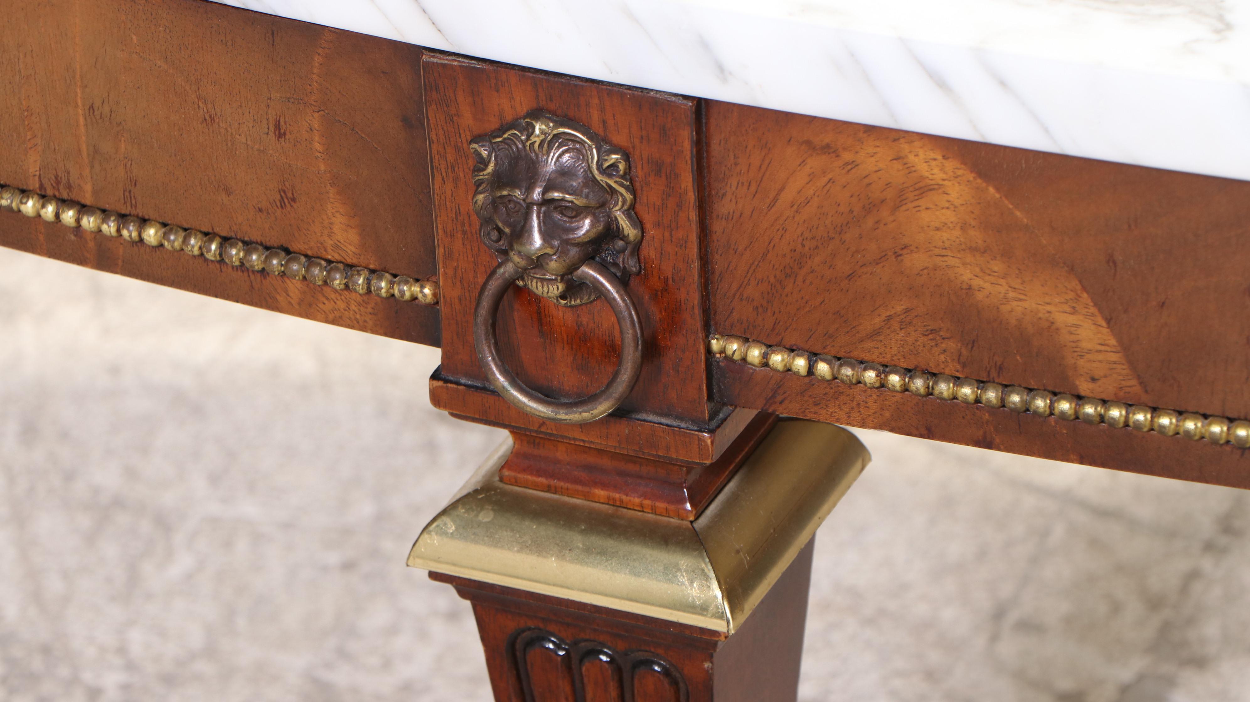 Weiman Louis XVI Style Italian Marble Top Coffee Table, Mid-20th Century