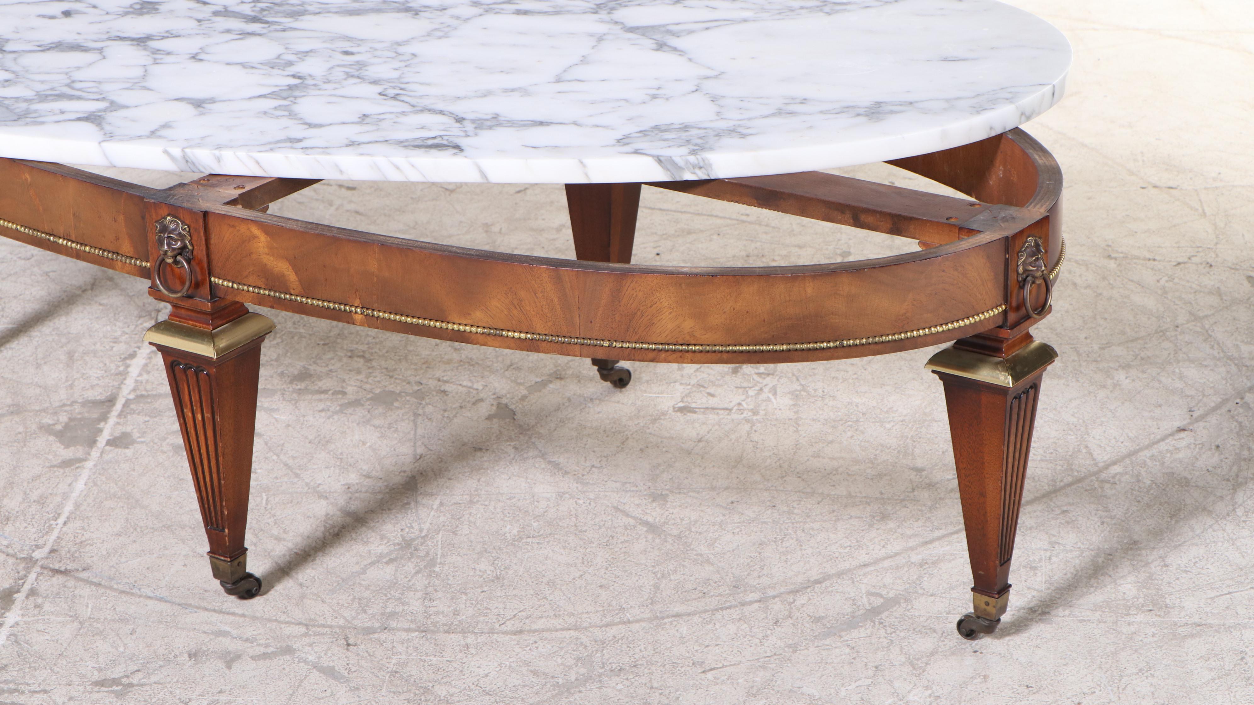 Weiman Louis XVI Style Italian Marble Top Coffee Table, Mid-20th Century