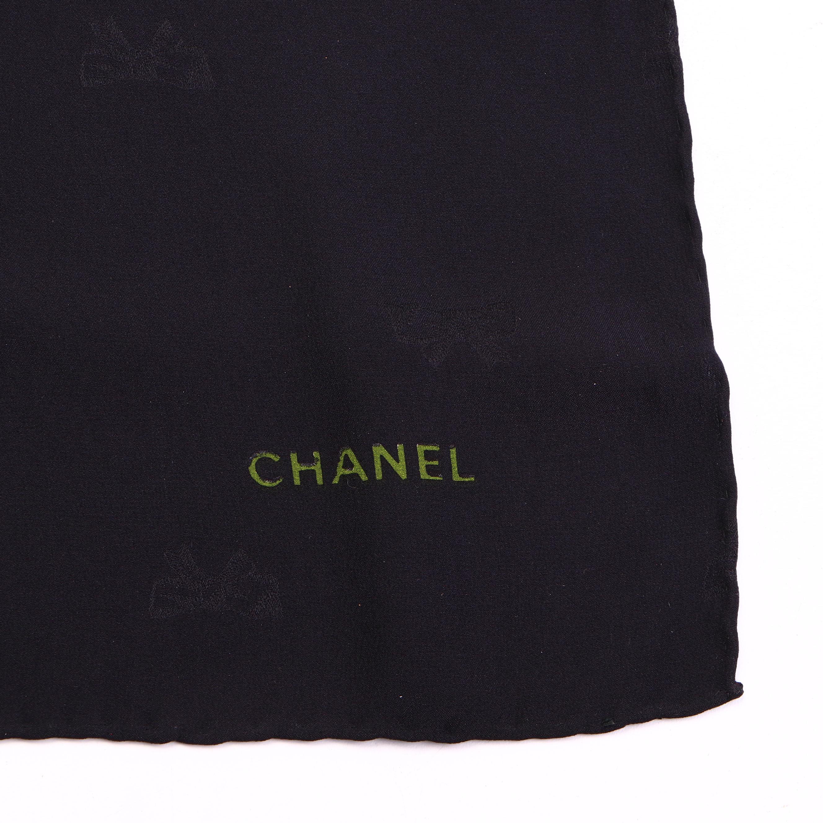 Chanel Jacquard Bow and Camellia Print Silk Scarf