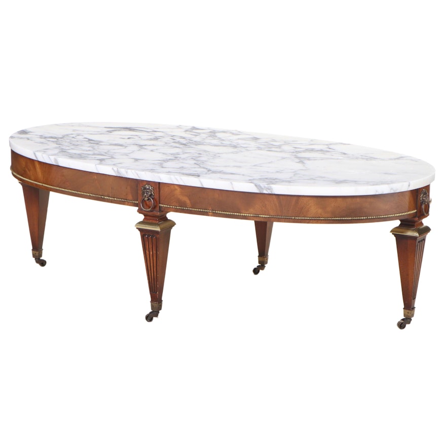 Weiman Louis XVI Style Italian Marble Top Coffee Table, Mid-20th Century