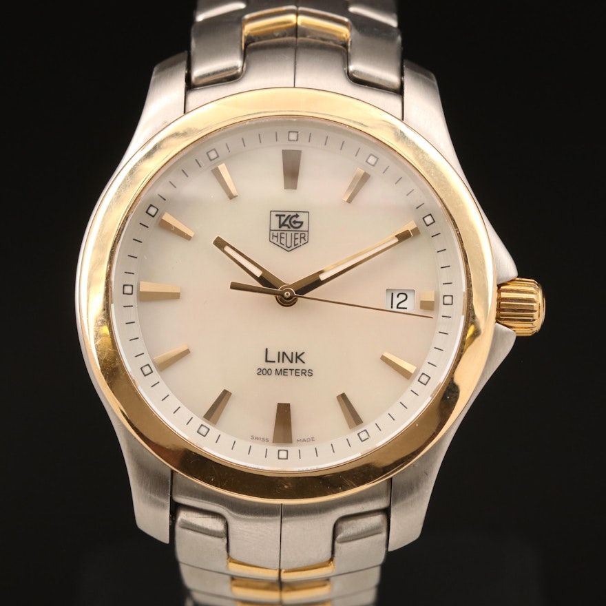 TAG Heuer Link Two Tone and Mother of Pearl Dial with Date Wristwatch